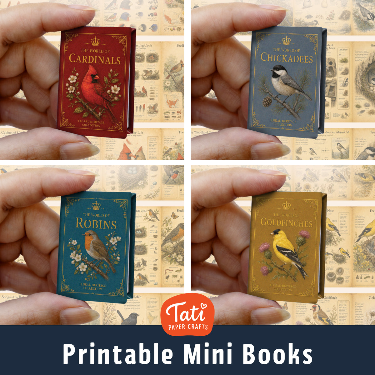 Miniature Bird Library Mini Book Collection